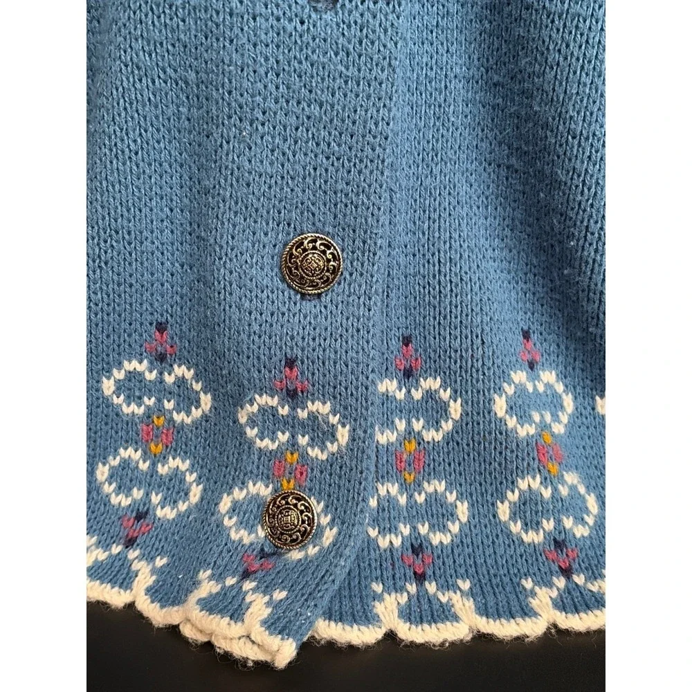 VTG Jersild Light Blue Nordic Fair Isle Cardigan Sweater Made in USA Ornate - Picture 2 of 8